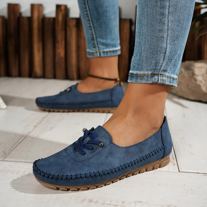 Womens Slip-On Loafers with Lace-Up Detail Stylish Fit