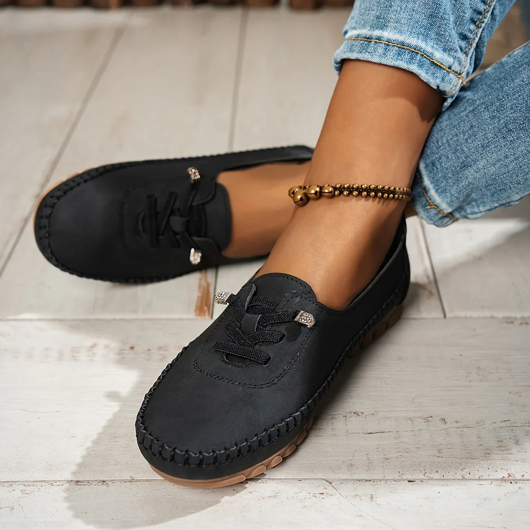 Womens Slip-On Loafers with Lace-Up Detail Stylish Fit