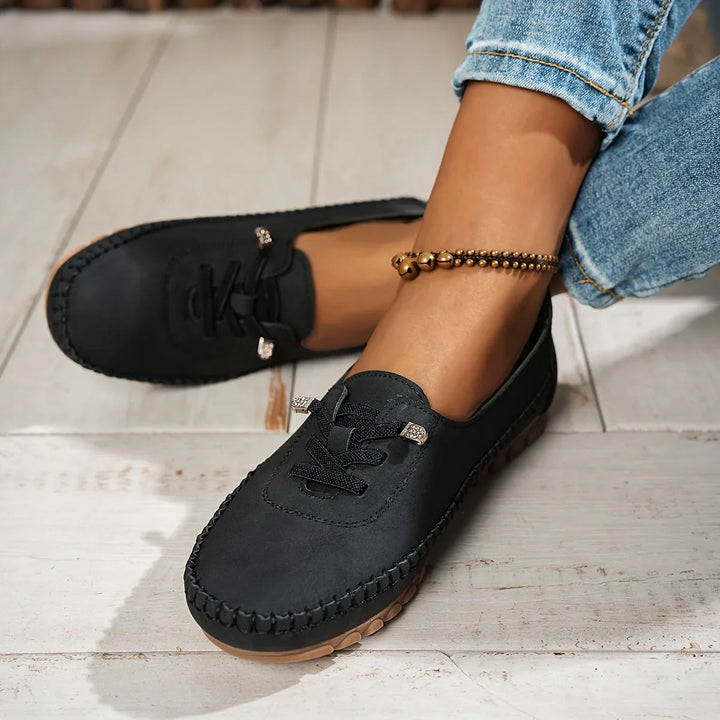 Womens Slip-On Loafers with Lace-Up Detail Stylish Fit