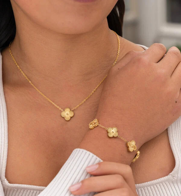 Womens Jewelry Set with Clover Pendant Gift Ready