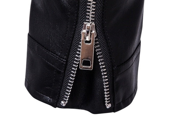 Mens Leather Biker Jacket Classic Fit Asymmetrical Zip
