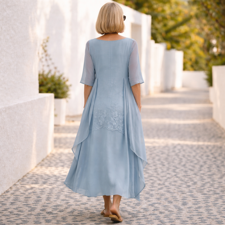 Womens Midi Dress with Collared Neckline Solid Shirt Style