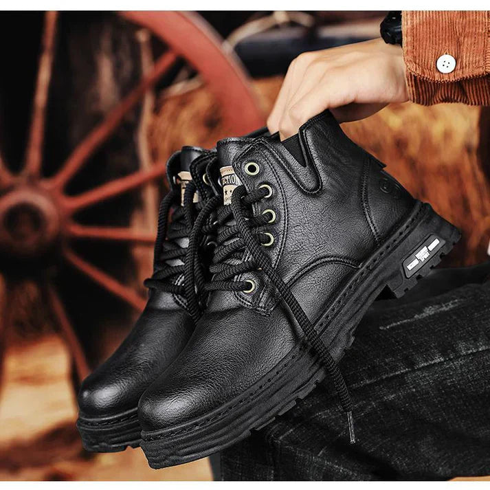 Mens High Boots PU Leather Durable