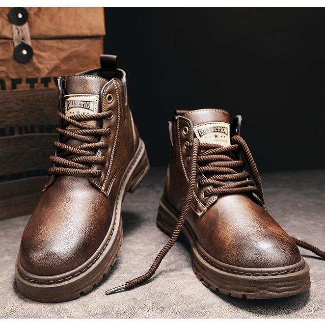 Mens High Boots PU Leather Durable - BritishMode