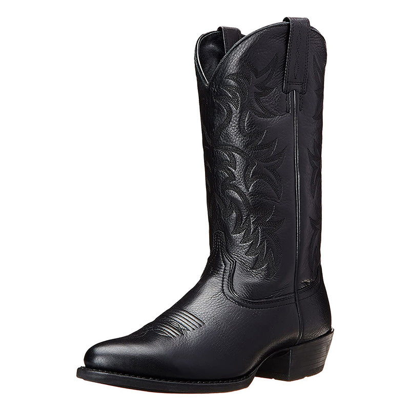 Mens Mid-Calf Leather Cowboy Boots Classic Fit