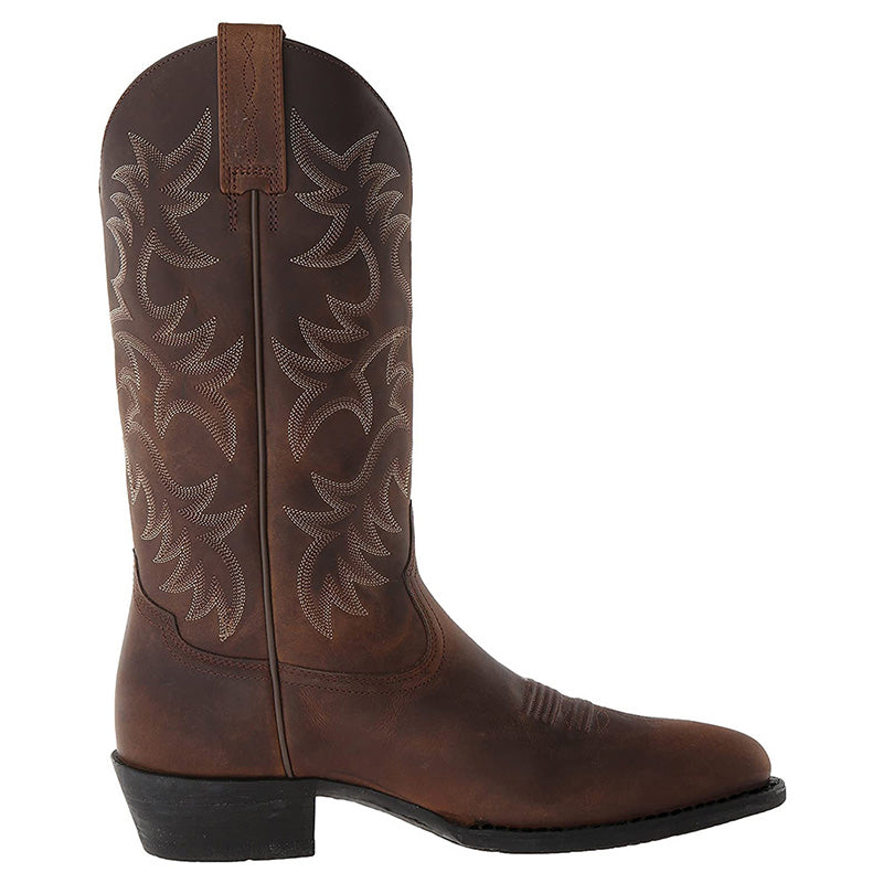 Mens Mid-Calf Leather Cowboy Boots Classic Fit