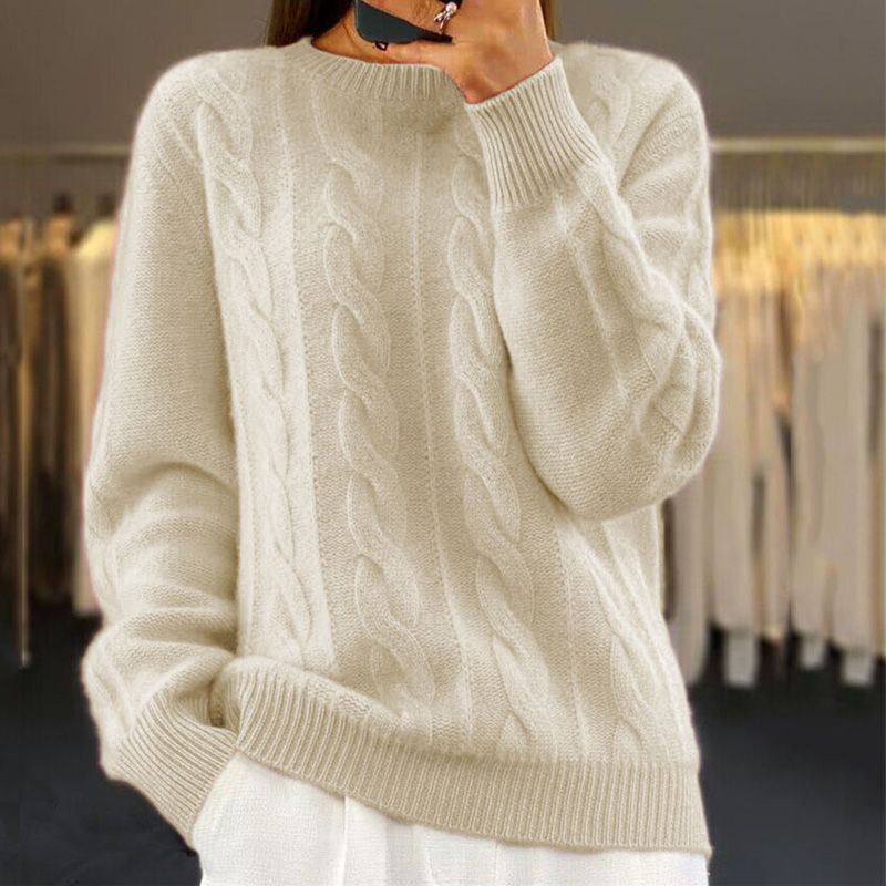 Womens Winter Sweater Wool Blend Relaxed Fit