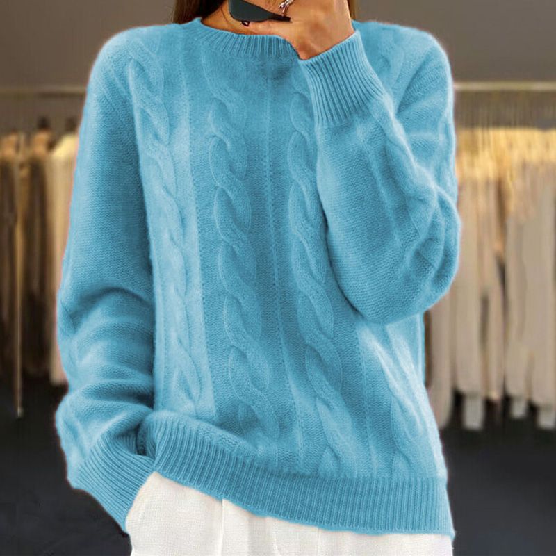 Womens Winter Sweater Wool Blend Relaxed Fit