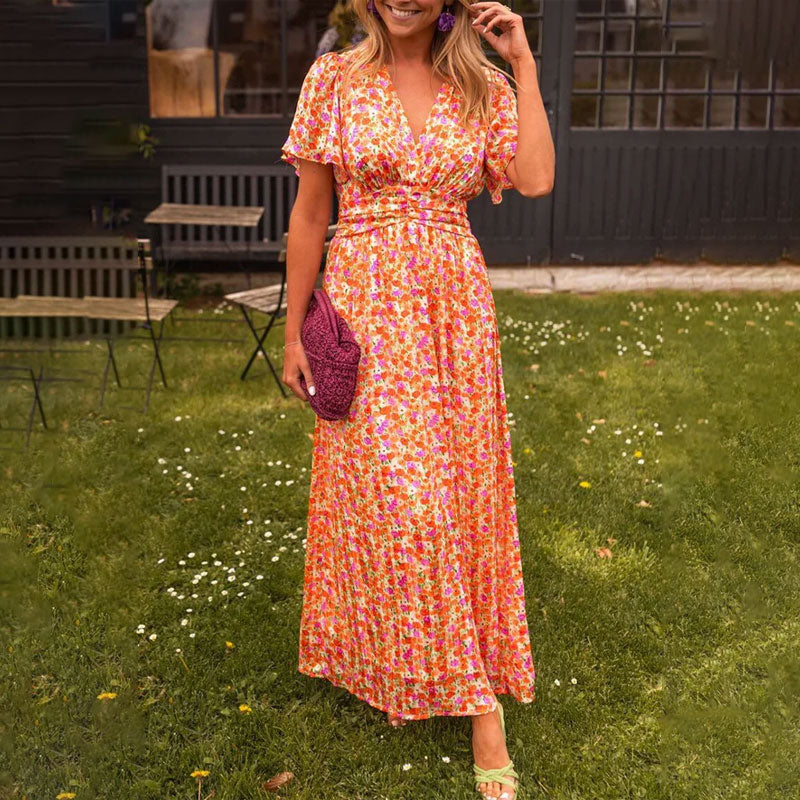 Womens V-Neck Dress Elegant Fit - BritishMode