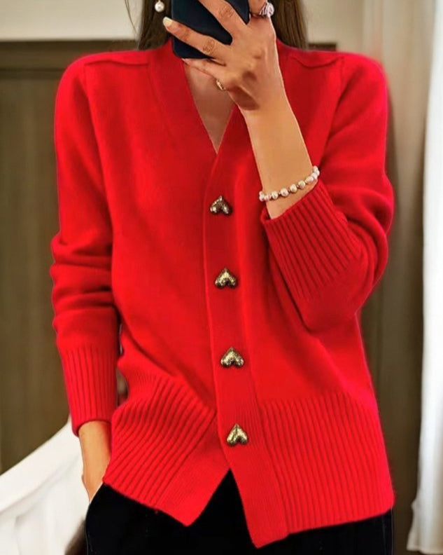 Womens V-Neck Sweater Soft Knit Slim Fit