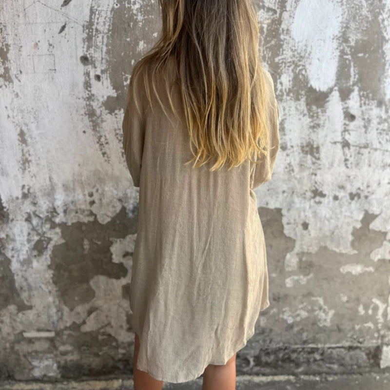 Womens Two-Piece Shirt and Pants Set Button-Up Relaxed Fit
