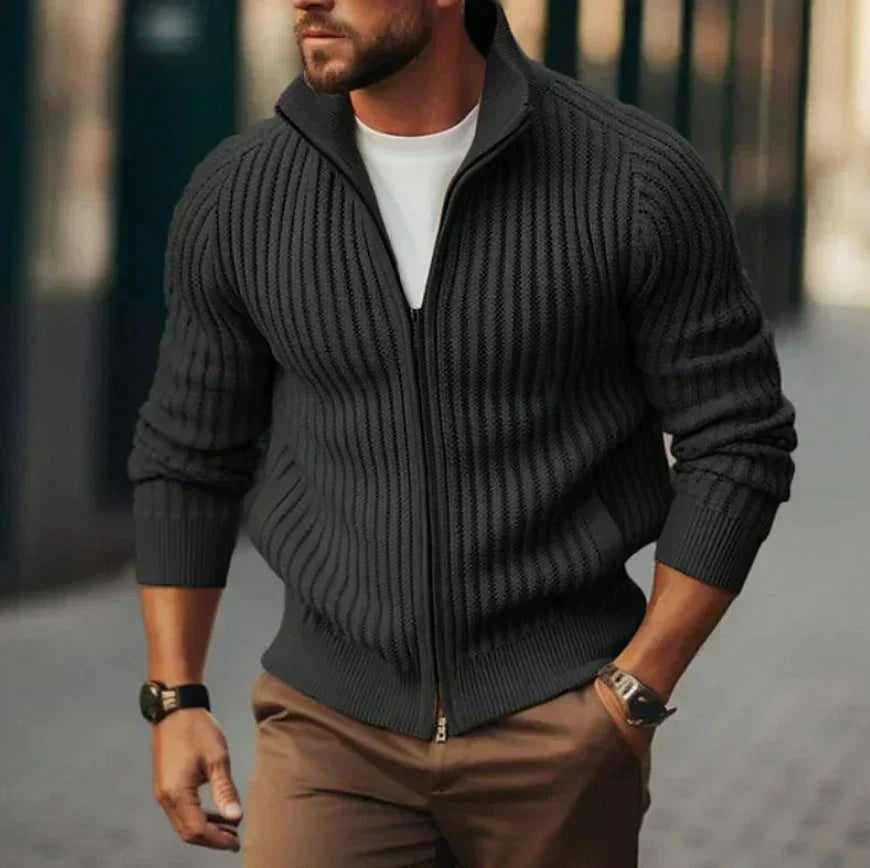 Mens Thermal Cardigan Full-Zip Classic Fit