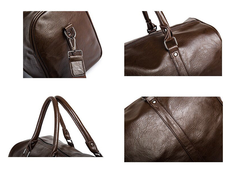 Unisex Travel Duffel Bag Leather Lightweight Durable Large Capacity