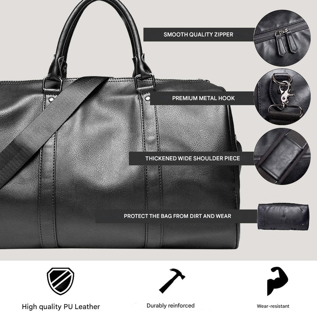 Unisex Travel Duffel Bag Leather Lightweight Durable Large Capacity