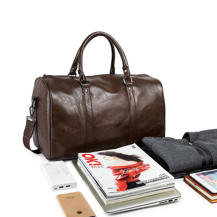Unisex Travel Duffel Bag Leather Lightweight Durable Large Capacity