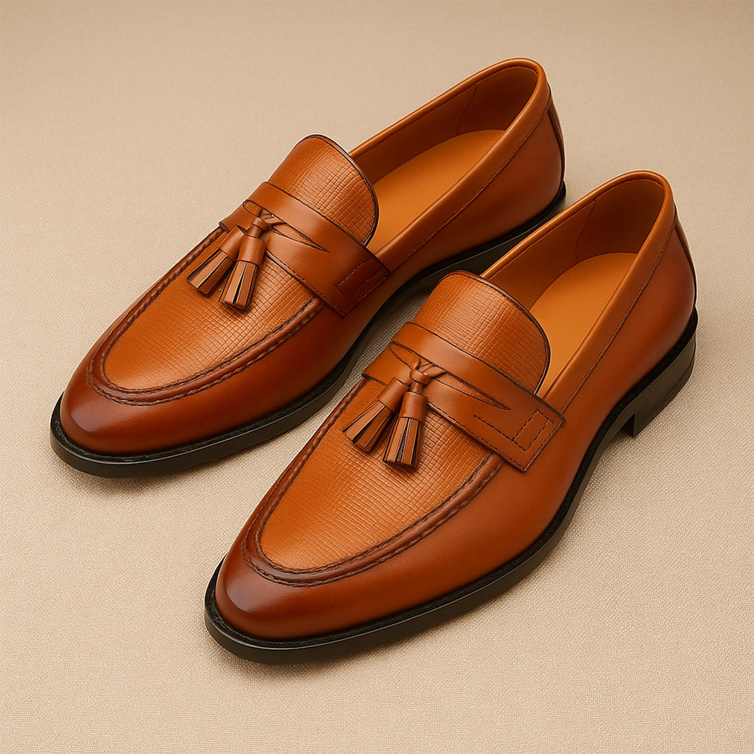 Mens Formal Leather Tassel Loafers Classic Fit