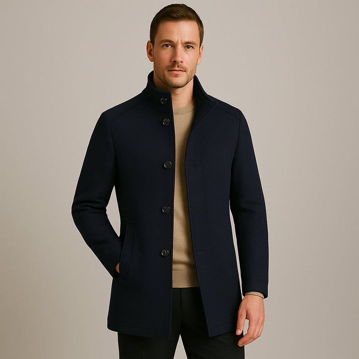 Mens Trench Coat Wool Blend Classic Fit