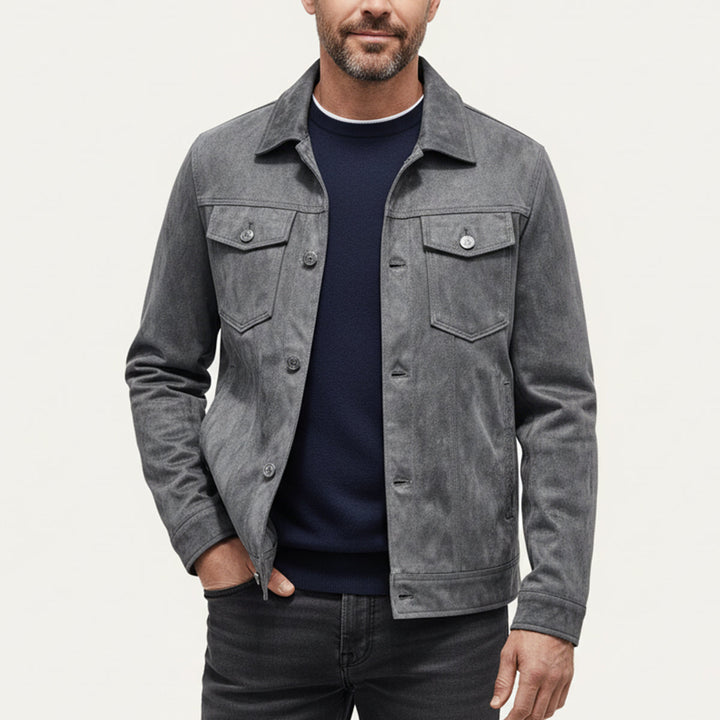 Mens Trucker Jacket Textured Suede Material
