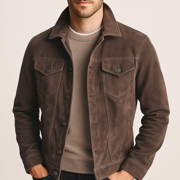 Mens Trucker Jacket Textured Suede Material