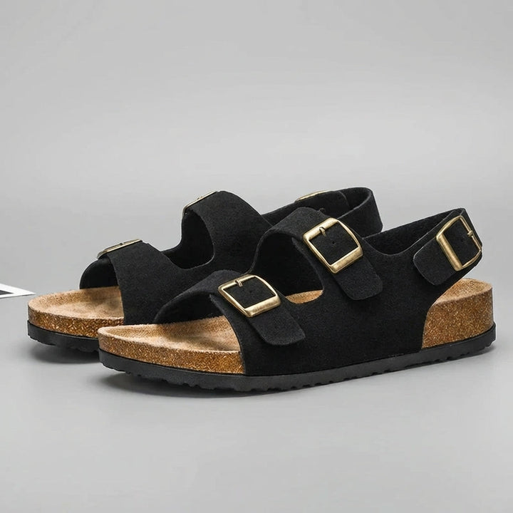 Mens Orthopedic Slingback Sandals Cork Sole Buckle Closure