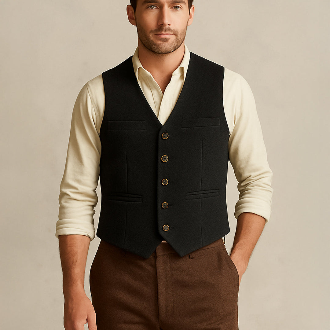 Mens Vintage Suit Vest Button-Up Elegant Fit