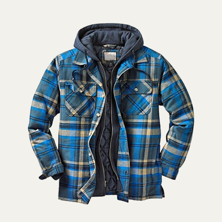 Mens Flannel Shirt Jacket Heavyweight Hooded Layered Style