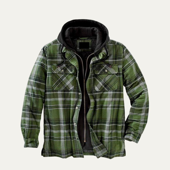 Mens Flannel Shirt Jacket Heavyweight Hooded Layered Style