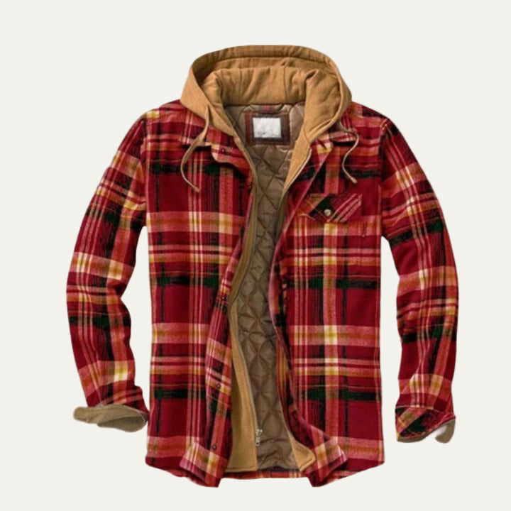 Mens Flannel Shirt Jacket Heavyweight Hooded Layered Style