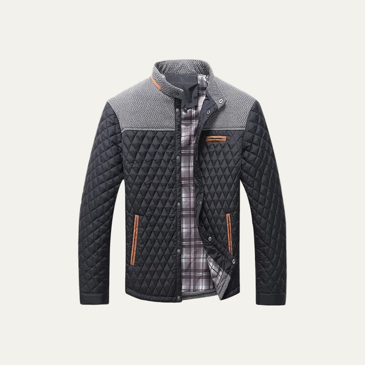 Mens Quilted Bomber Jacket Diamond Stitch Casual Fit