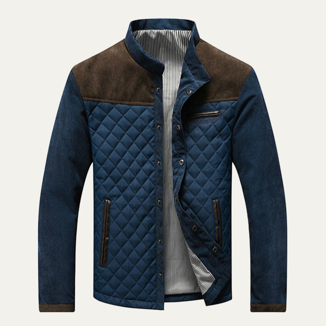 Mens Quilted Bomber Jacket Diamond Stitch Casual Fit - BritishMode