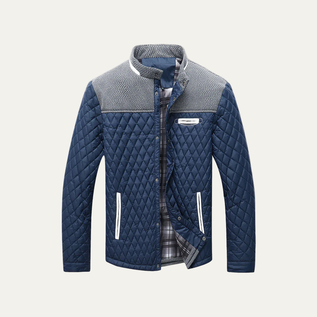 Mens Quilted Bomber Jacket Diamond Stitch Casual Fit