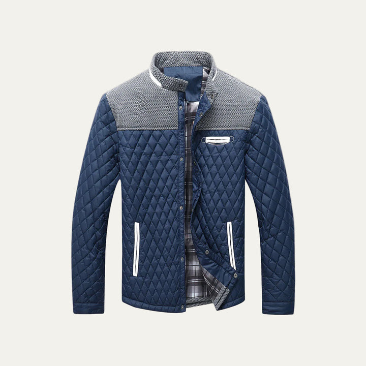 Mens Quilted Bomber Jacket Diamond Stitch Casual Fit
