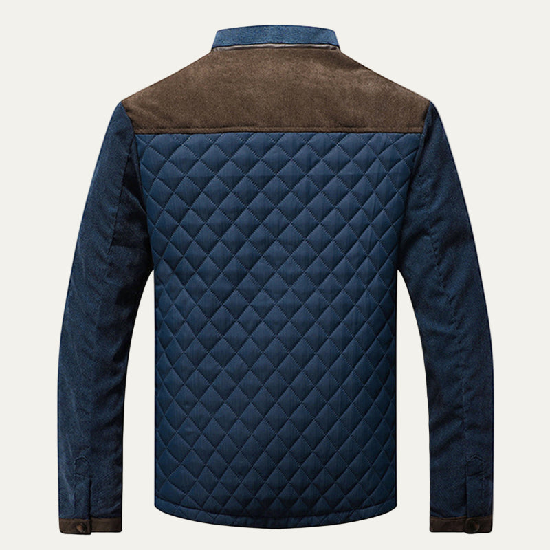 Mens Quilted Bomber Jacket Diamond Stitch Casual Fit