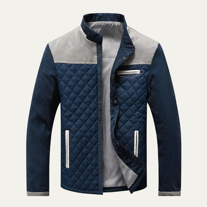 Mens Quilted Bomber Jacket Diamond Stitch Casual Fit