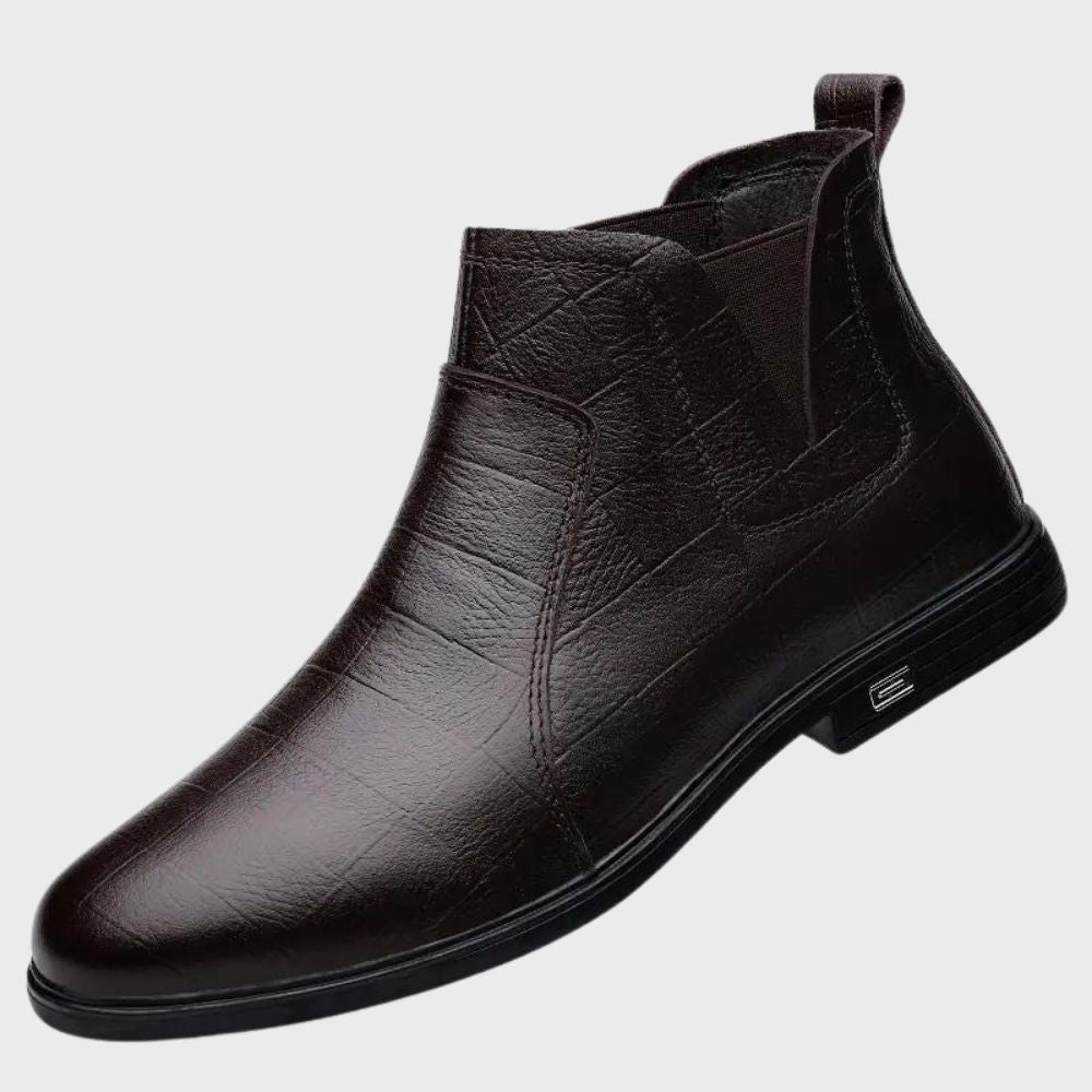 Womens Ankle Boots Textured Leather Slip-On