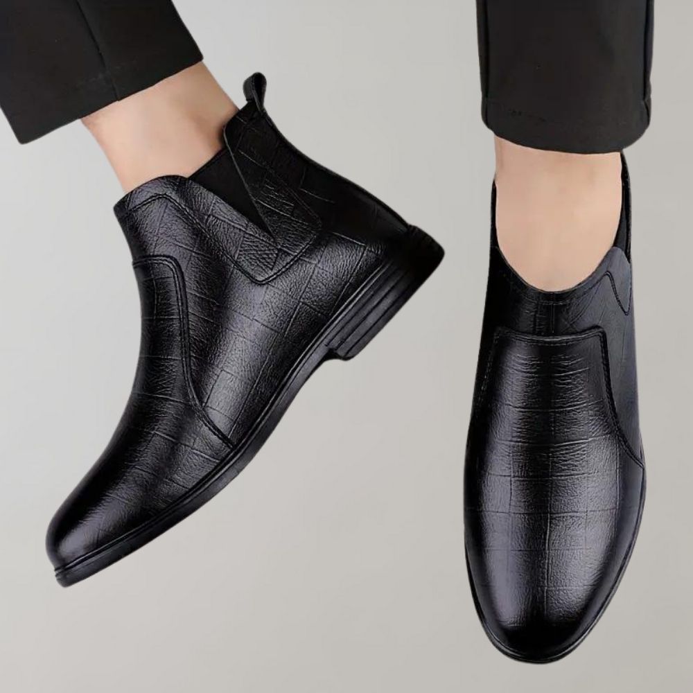 Womens Ankle Boots Textured Leather Slip-On