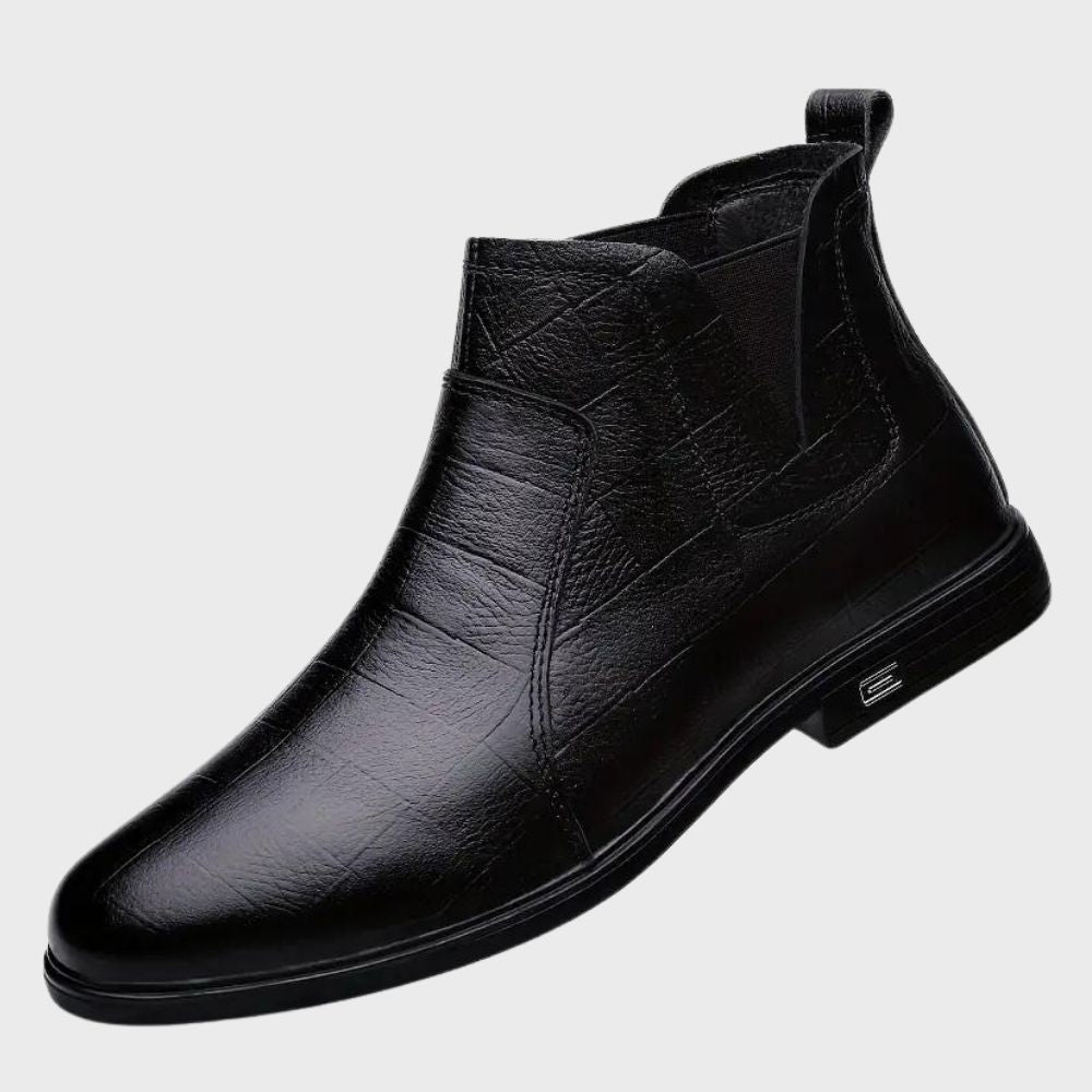 Womens Ankle Boots Textured Leather Slip-On