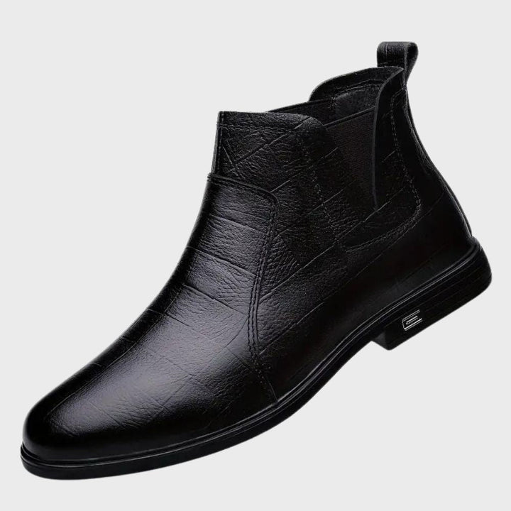 Womens Ankle Boots Textured Leather Slip-On