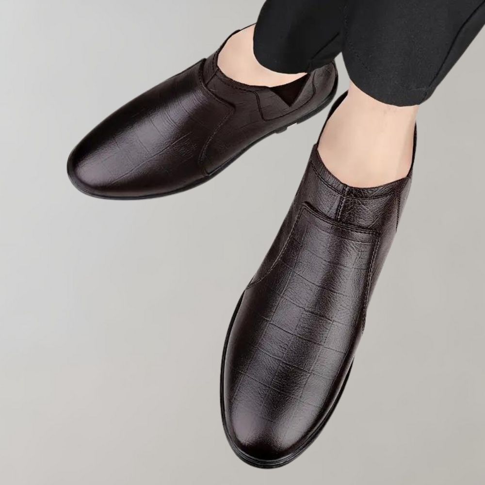 Womens Ankle Boots Textured Leather Slip-On