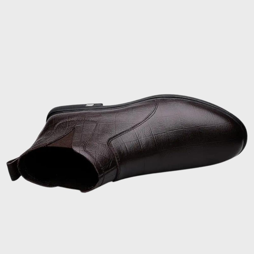 Womens Ankle Boots Textured Leather Slip-On