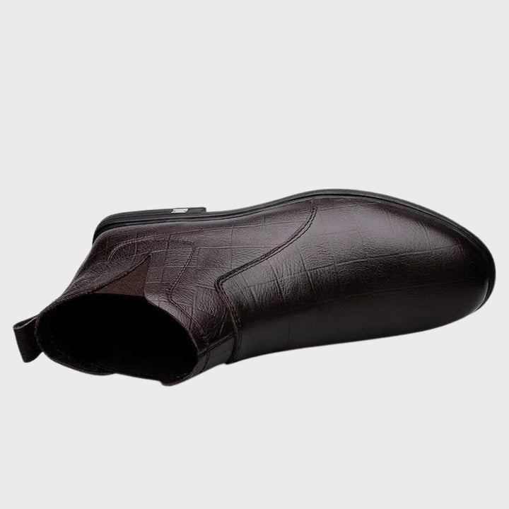 Womens Ankle Boots Textured Leather Slip-On