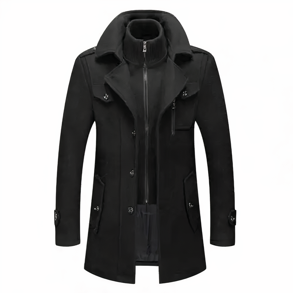 Mens Coat Double Collar Stylish Fit - BritishMode