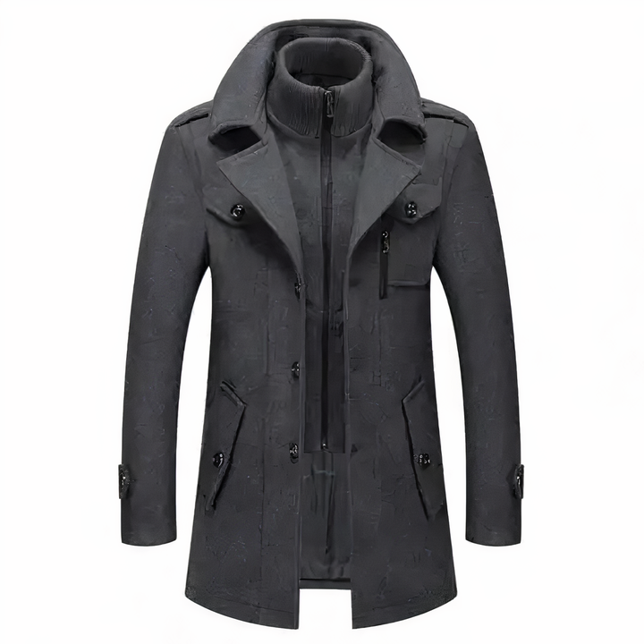 Mens Coat Double Collar Stylish Fit