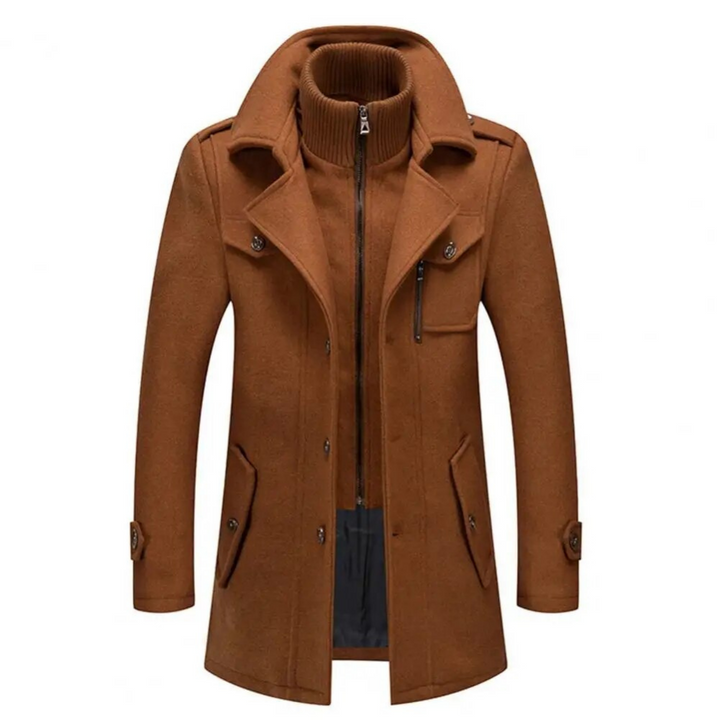 Mens Coat Double Collar Stylish Fit