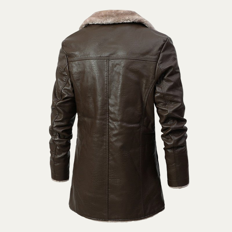 Mens Topcoat Faux Shearling Lined Single Breasted