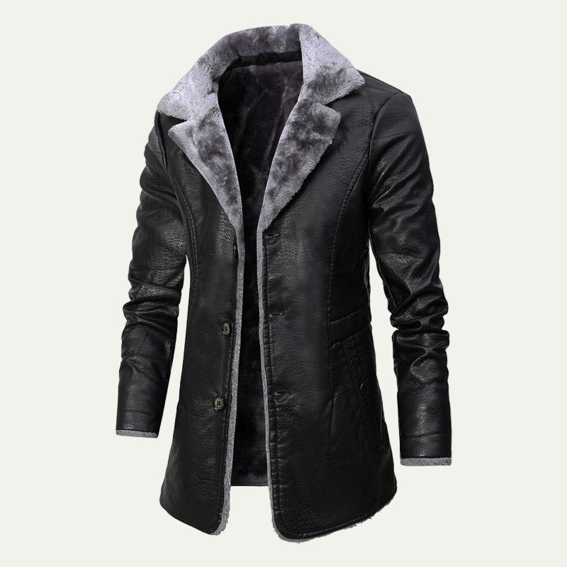 Mens Topcoat Faux Shearling Lined Single Breasted - BritishMode