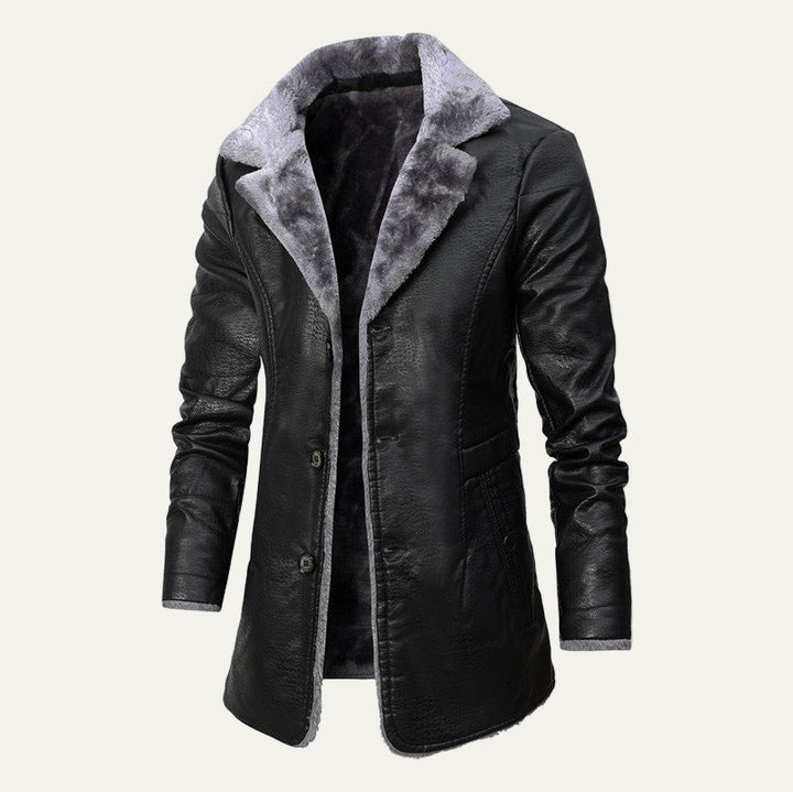 Mens Topcoat Faux Shearling Lined Single Breasted - BritishMode