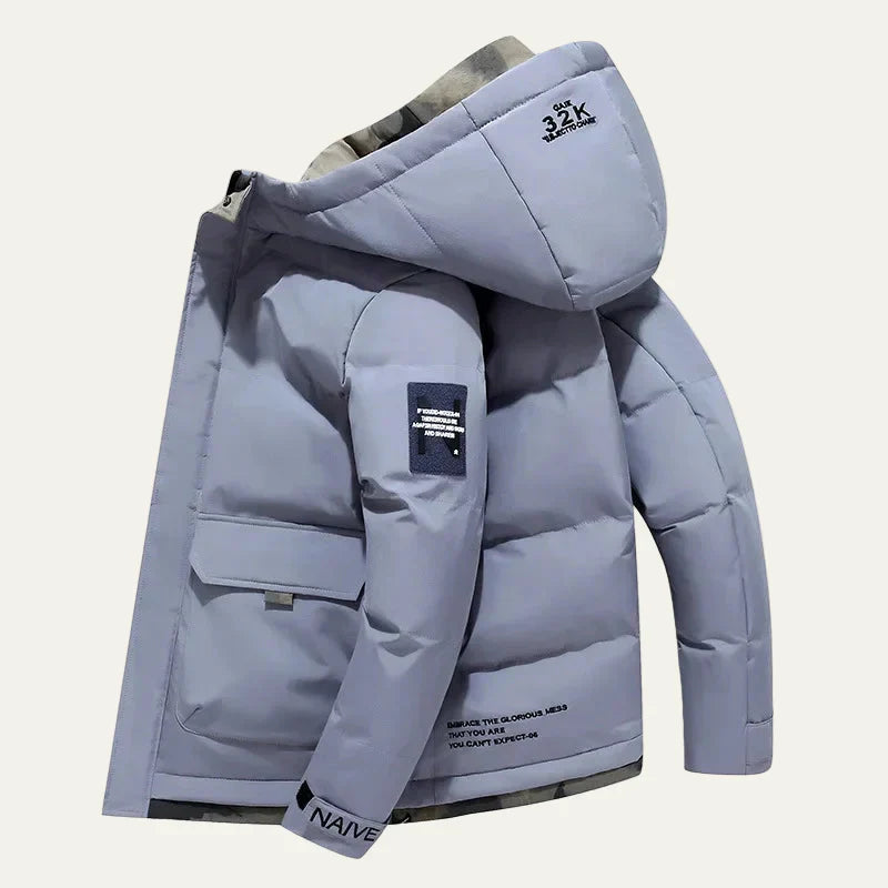 Mens Quilted Puffer Jacket Hooded Modern Fit