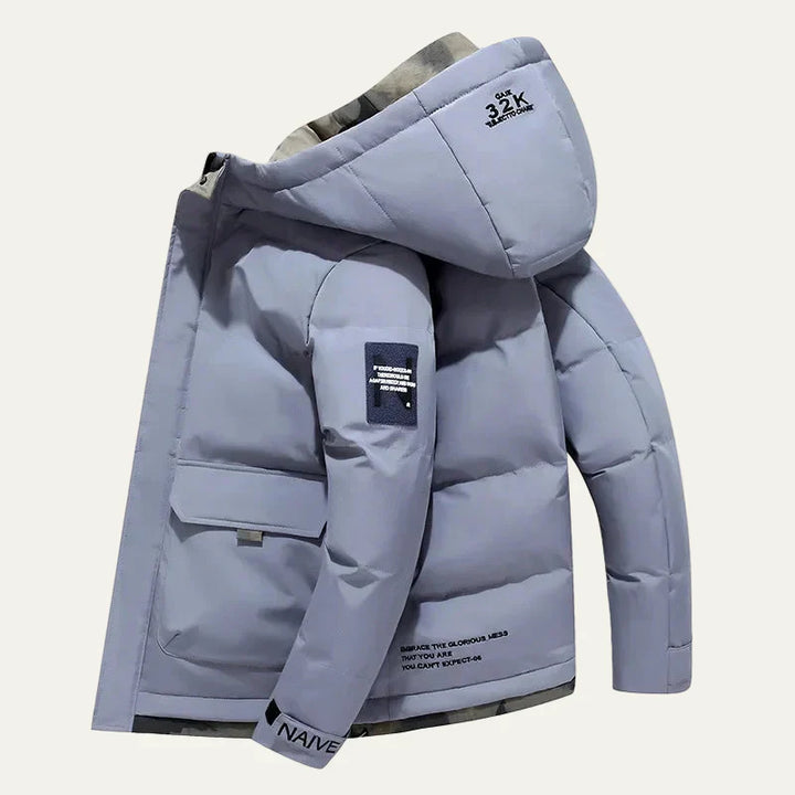 Mens Quilted Puffer Jacket Hooded Modern Fit