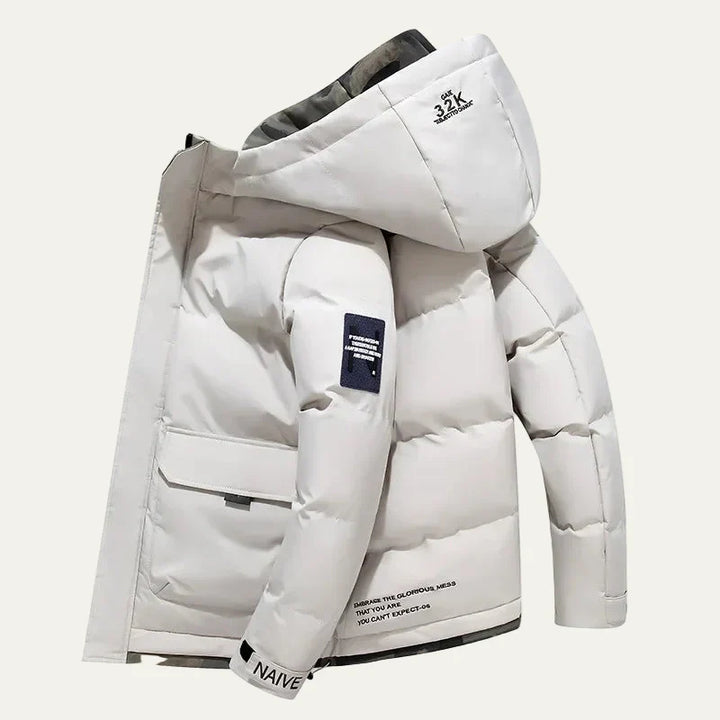 Mens Quilted Puffer Jacket Hooded Modern Fit